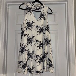 Blue and White Floral Embroidered Dress